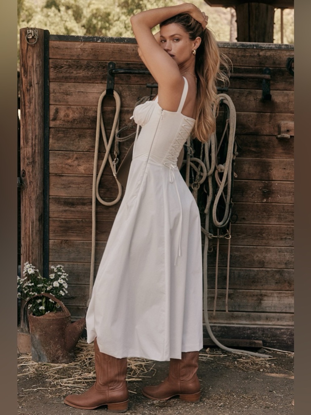 House of CB Carmen White Bustier Sundress Medium - Picture 3 of 10